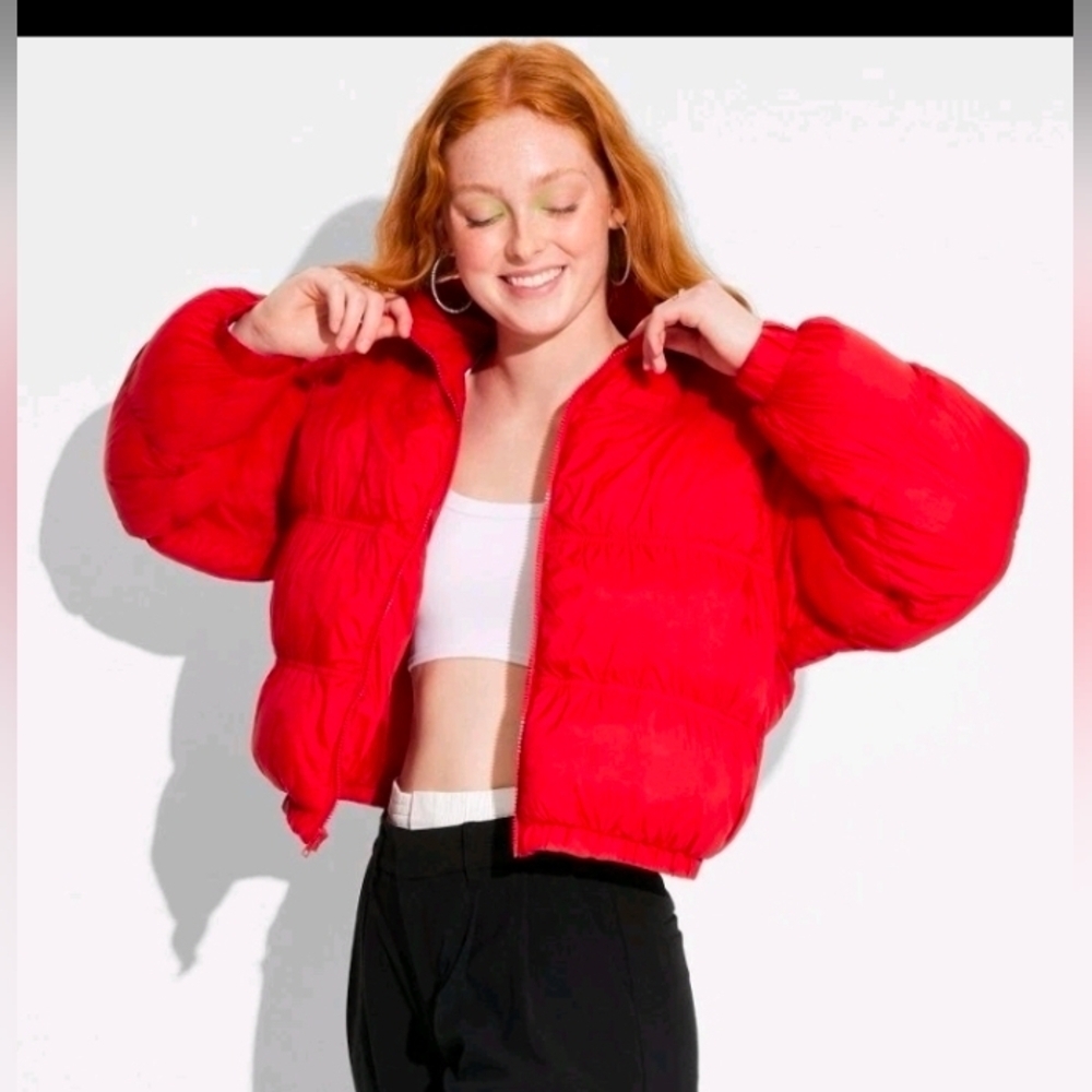 Wild Fable Women's Puffer Jacket Red
